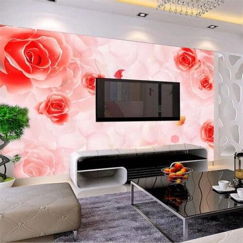 Beibehang beibehang photo wallpaper wall painting for bedroom backdrop romantic pink roses large mural wall paper modern art