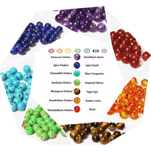 Wholesale 7 Chakra Natural Healing Stone Beads 8MM Agat Turquoises Round Loose Beads For DIY Making Bracelet Necklace Jewelry