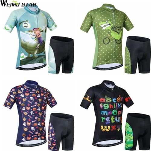 Weimostar Child Cycling Clothing Boys Girls Cycling Bike Jersey Set Children Team Bicycle Ciclismo Kids mtb Bicycle Jersey Suits