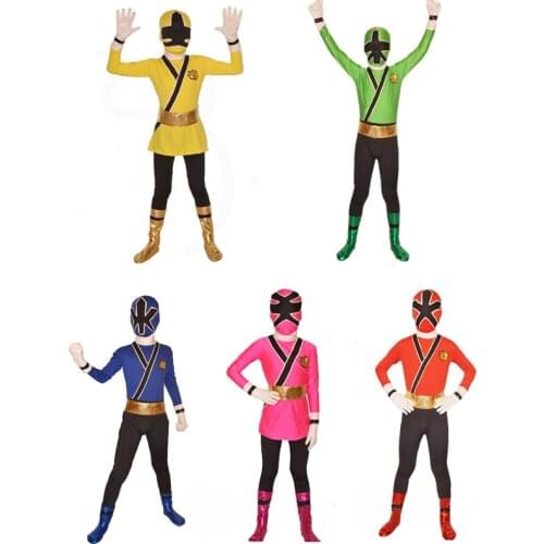 Children Samurai Sentai Shinkenger Rangers Kids ranger Costumes Cosplay superhero Samurai Rangers zentai suit
