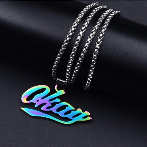 FIREBROS 2021 New Fashion Street Hip-Hop Jewerly Men Women Stainless Steel Flame Quenched Okey Pendant Necklaces Free Shipping