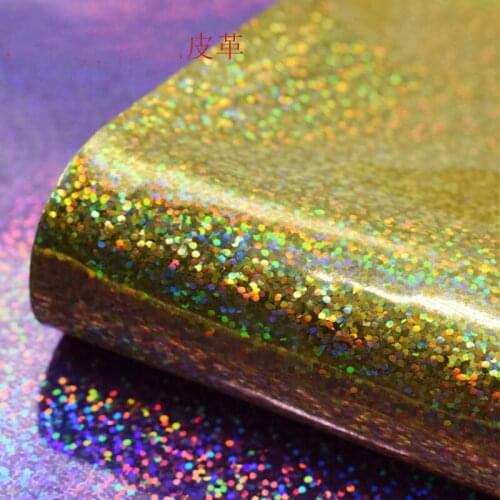 2020 new trends Hard Mirror surface PU laser glitter powder synthetic Leather material