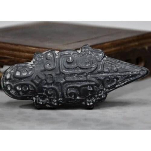 Hongshan culture archaize black iron meteorite sculpture crocodile statue