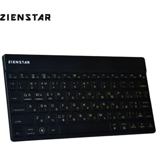 Zienstar Russian/Ukraine Wireless Keyboard Bluetooth 3.0 with 7 Colors Backlit for IPAD MACBOOK LAPTOP Computer PC and Tablet