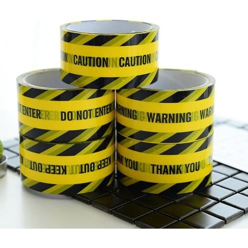 1 Roll Warning Tape Yellow BlackStripe Barricade Caution Work Safety Adhesive Tapes DIY Sticker For Mall Store Factory 48mm*25m