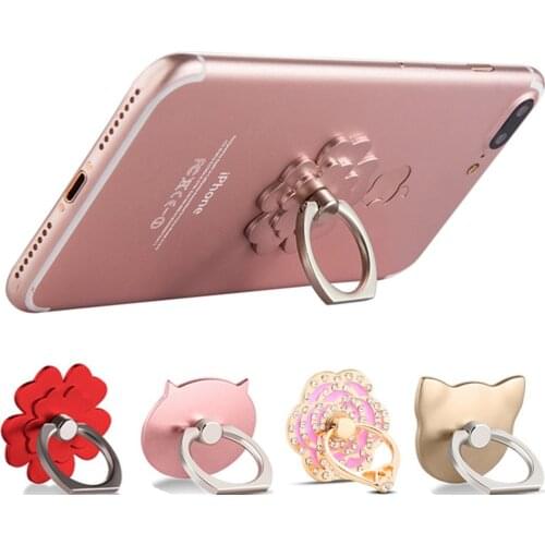 Pretty Flower Pink Cat Pig Finger Ring Holder For iPhone 7 8 Plus Phone Stand For iPhone X XS XR XS Max 6 6S Metal Stand Holder