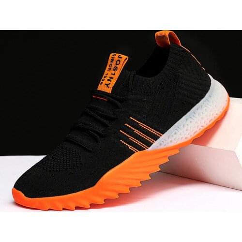 High Size Breathing Air Mesh Breathable Running Shoes Womens Spring Sports Shoes Men Sport Sneakers Woman Black Orange D-436