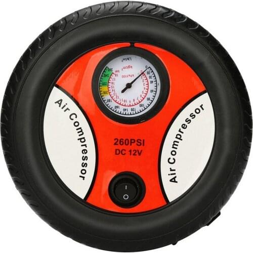 260PSI Round Car Tire Inflator Portable Car Tire Air Pump for Car Motorcycle Bicycle Cigarette Lighter Power Supply 12V150W