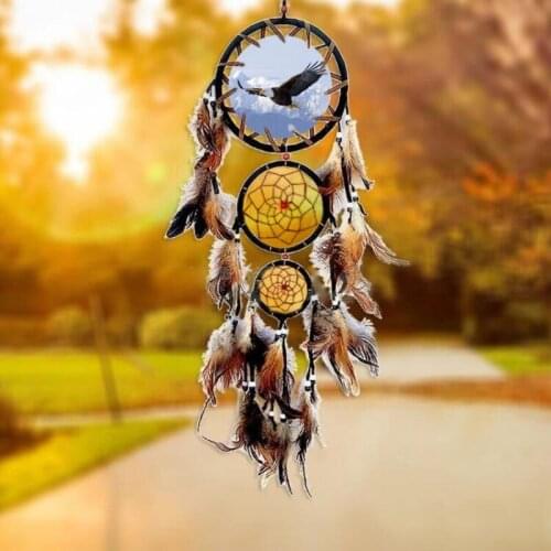 Dream Catcher Room Decoration Dream Catcher Wolf Pattern Home Wall Hanging Decoration With Feathers