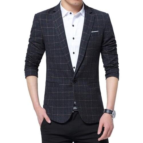 Men Blazers Spring British Style Plaid Male Slim Fit Business Casual Blazer Coat Men Brand Outwear Jacket