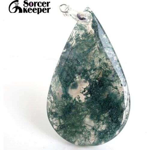Real Natural Green Moss Agates Pendants Stone Pendulum Spiritual Meditation Chakra Healing Reiki Beads For Jewelry Making BD516