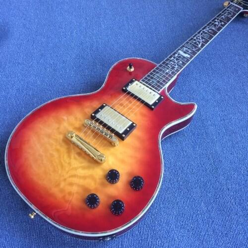 OEM 6-string electric guitar, rosewood fingerboard, burst color quilte maple Flame Maple top & back, free shipping