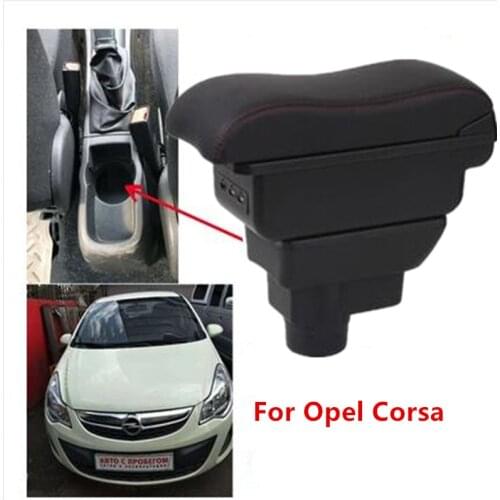 For Opel Corsa Armrest box central Store content Opel Corsa armrest box with cup holder ashtray with USB interface
