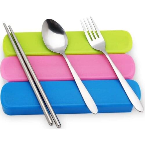 Baby Kids Outdoor Travel Picnic Portable Spoon Fork Tableware Chopsticks Spoon Fork with Storage Box