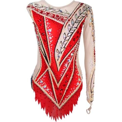 Rhythmic Leotards Girls Ballet Leotard Women Red Performance Wear Kids Competition Skirts Rhythmic Leotards Child