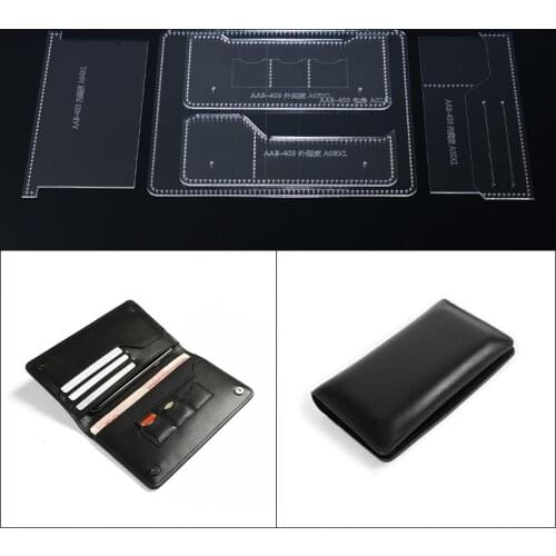 1set DIY Acrylic Leather Template Home Handwork Leathercraft long wallet Sewing Pattern 11*18*2cm