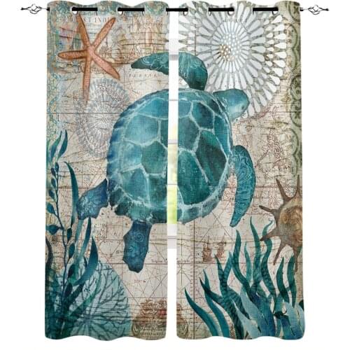 Sea Turtle Ocean Creature Landscape Blackout Curtains For Living Room Bedroom Window Treatment Blinds Drapes Kitchen Curtains