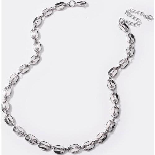 SRCOI Trendy Mariners Link Chain Necklace Hollow Puff Anchor Link Chain Choker Necklace For Women Girl Punk Gifts Jewelry 2020