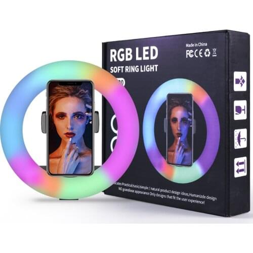 LED Ring Light 8inch 20cm 10inch 13inch RGB Colorful Photography LED , for TikTok Vlogging Video YouTube Live