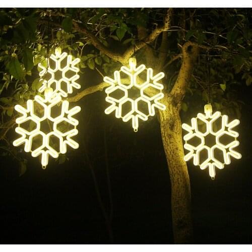 LED Flashing Lights Party Decoration Simulator Snowflakes Stars Lights Hanging Ornament Christmas Trees Decoration Pendants