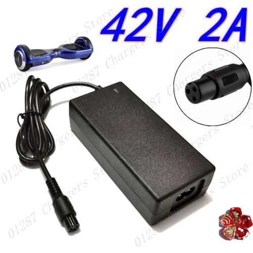 42V 2A Universal Battery Charger, UK/EU/US/AU Plug，100-240VAC Power Supply for Self Balancing Scooter hoverboard charger