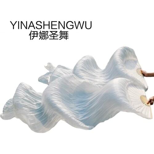 Belly Dance Fans Natural Silk Dancing Silk Fan white Newest Handmade Bamboo Ribs Dance Props Silk
