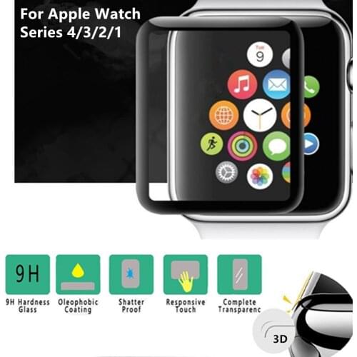 3D Full Cover Tempered Glass For Apple Watch 40mm 44mm Series 4 Screen Protector For Apple Watch 38mm 42mm Series 1/2/3