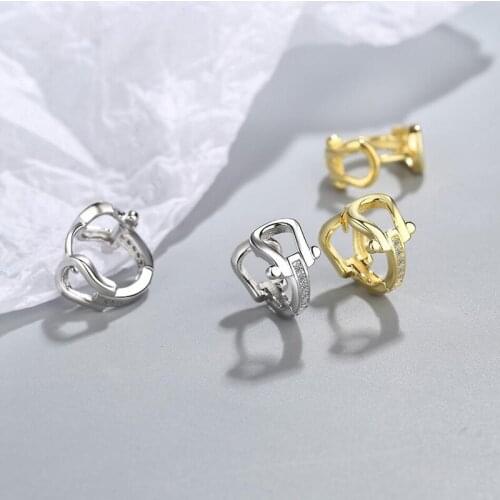 KOFSAC New Horseshoe Earrings Fashion Women Silver Color Ear Gifts Zircon Personality Girl Gold Colour High Quality Hoop Earring