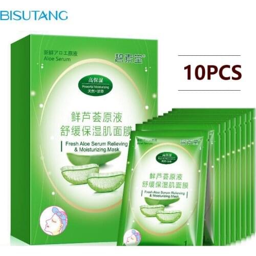 Moisturizing Mask Aloe Vera Liquid Anti Acne Facial Masks Repair Whitening Soothing Face Skin Care Anti Dry Shrink Pores 10PCS P
