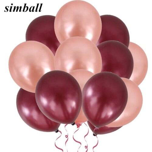 100pcs 12inch Thick 3.2g Pearl Latex Ballon Inflatable Wine Red Rose Gold Air Ball Wedding Decoration Birthday Party Baby Shower