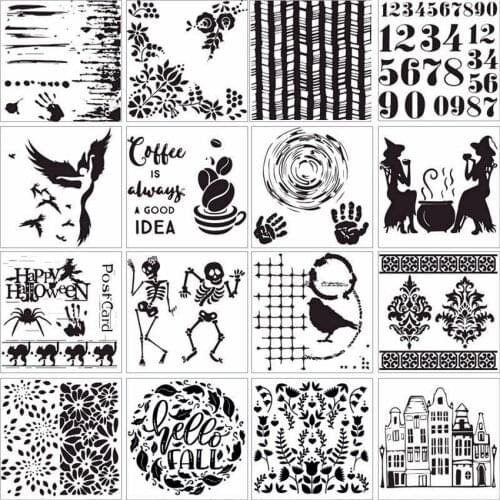 14.1*13cm 16pcs/set scrapbook stencils spray plastic mold shield DIY cake hollow Embellishment printing lace ruler valentine