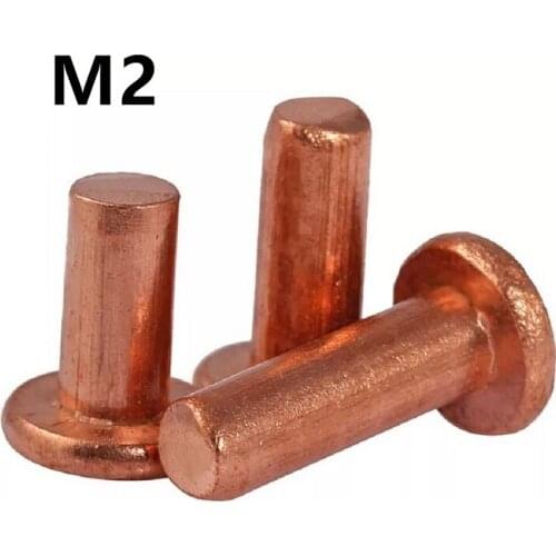 200pcs/lot M2x3/4/5/6/8/10/12mm GB109 Copper Solid Rivets AL Knock Flat Head Rivet