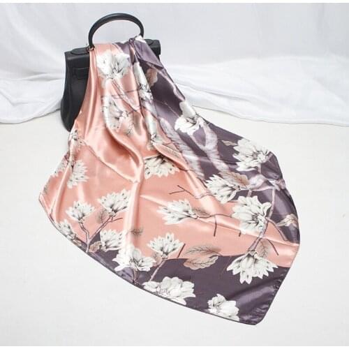 2020 90x90 Floral Flower Multipurpose women Silk twill scarf Satin square tie Hairband ladies foulard femme towel bufanda shawl