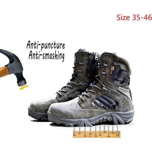 2019 Army Male Commando Combat Desert Winter Outdoor Hiking Boots Landing Tactical Military Shoes (Size 35 - 46)