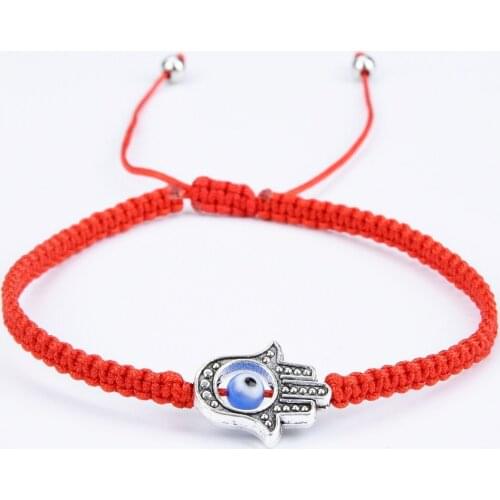 3Pcs/lot Handmade Red Thread Bracelet With Metal Hand Accessory Evil Eye Stone Charm Bracelets Friendship Jewelry Gift Wholesale