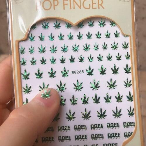 Nail Art 3D Decal Stickers Self Adhesive Weed Nail Sticker Pot Weed Leaf Designs Tool Manicure Decoration