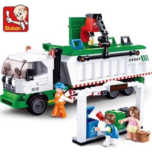 432Pcs City Garbage Classification Truck Car 100 Cards Building Blocks Sets Brinquedos Educational Toys for Children