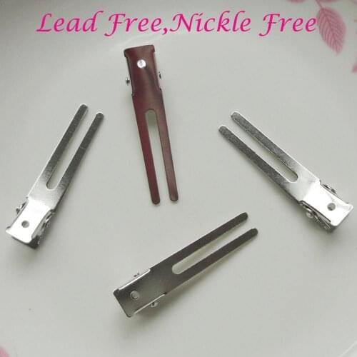 50PCS Silver 4.8cm Metal Alligator Hair Clips with double prongs Plain Hair Barrettes at lead free and nickle free wholesale
