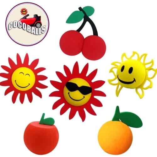 6pcs/lot lovely fruit flower mixed antenna toppers car aerial balls cute roof decoration smile sun apple orange cherry yellow