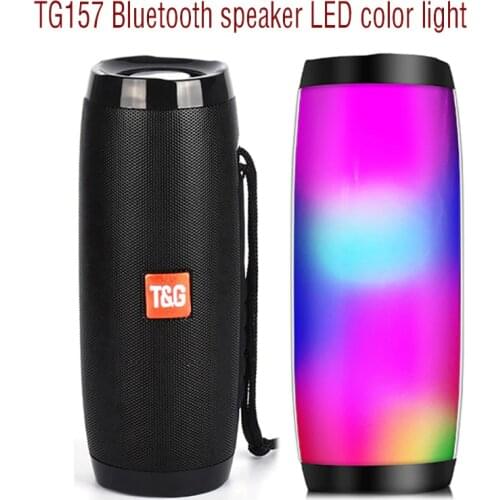 TG157 Portable Bluetooth Speaker Wireless Waterproof With Color LED Luminous Speaker BoomBox Outdoor 3D Stereo Bass TF FM Radio