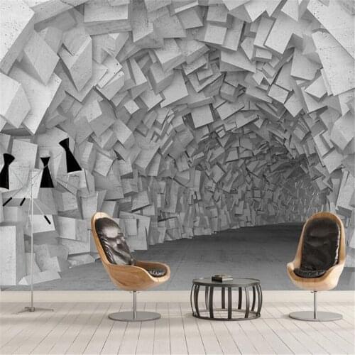 Milofi customized large photo wallpaper mural 3D simple three-dimensional space geometric architecture living room background wa