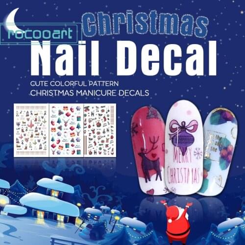 Rocooart Christmas Theme Xmas Santa Snowman Designs For Nail Art DIY Craft Wraps Manicure Nail Sticker New Year Nail Decal Gift