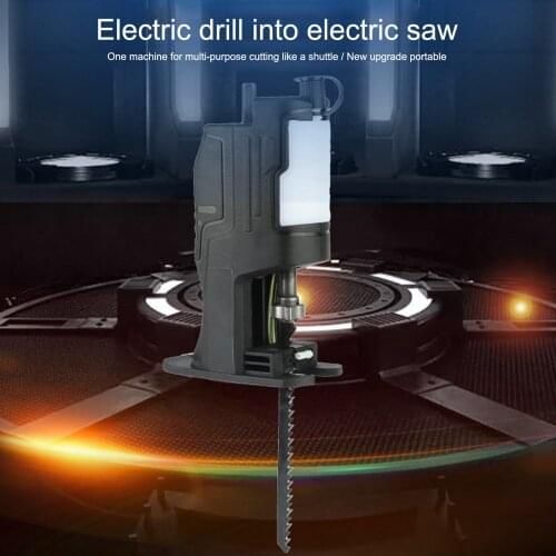 Woodworking Tool Electric Drill Conversion Chainsaw Accessory Reciprocating Saw Adapter with Cut Wood/Steel/Plastic Saw Blades