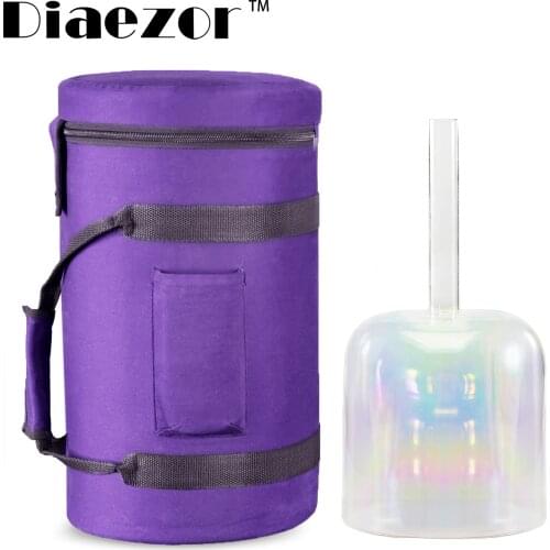 Diaezor 6 Inch Clear Chakra Cosmic Light Alchemy Magic Crystal Handle Singing Bowl for Meditation healing with Carrying Case