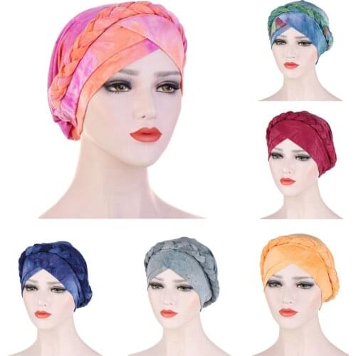Women Turban Hijab Muslim Hijab Caps Soild Color Braid Inner Hijab Bonnet Arab Headwrap Hat Islamic Headwrap Female India Hat