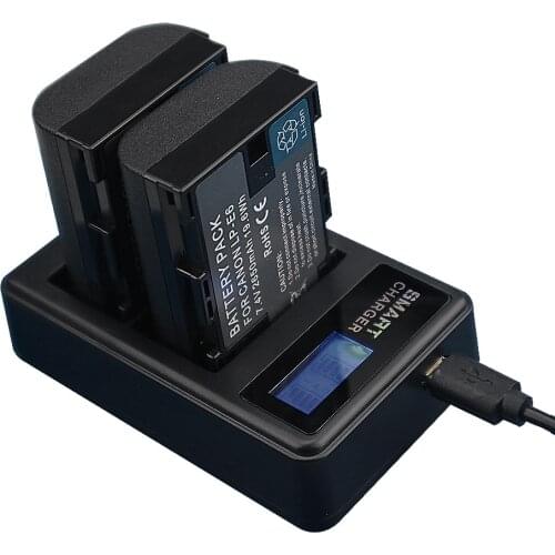 LP-E6 LP E6 LPE6 Battery USB LCD Dual Charger For Canon Camera EOS 5D Mark II 2 III 3 6D 7D 60D 60Da 70D 80D DSLR EOS 5DS lp e6