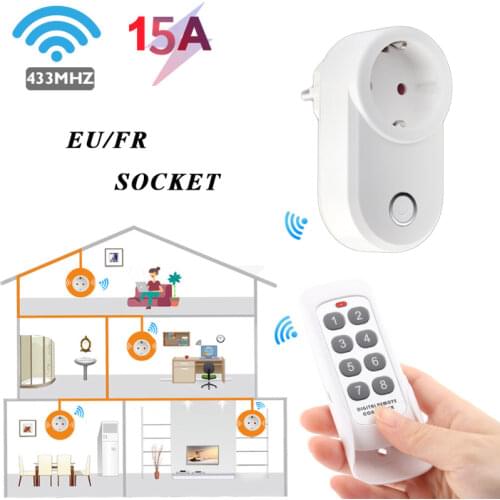 Electrical Sockets Wireless Remote Control Smart RF Socket EU French Plug Wall 433mhz Programmable Home Outlet Switch EV1527 LED