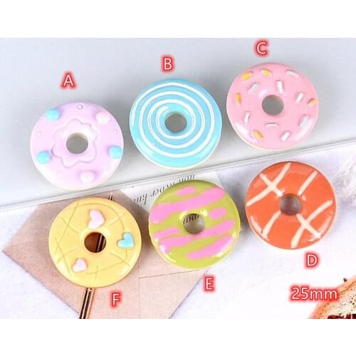 Donut Cabochon flatback 20pcs colorful Foods Flat Back Resin Cabochons Scrapbooking DIY Jewelry Craft Decoration Accessories