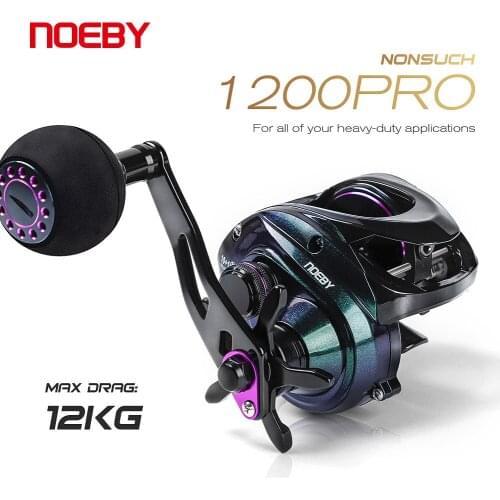 Noeby Baitcasting Reel Break System 10+1 Bearing 12kg Max Drag 6.3:1 High Speed for Saltwater Single Crank Fishing Reel
