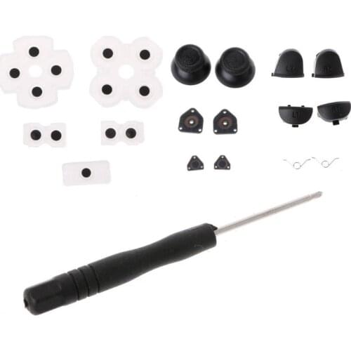 L1 L2 R1 R2 Trigger Buttons + Springs + Joystick Thumb Sticks + Conductive Rubber + Screwdriver for PS4 Controller Dual